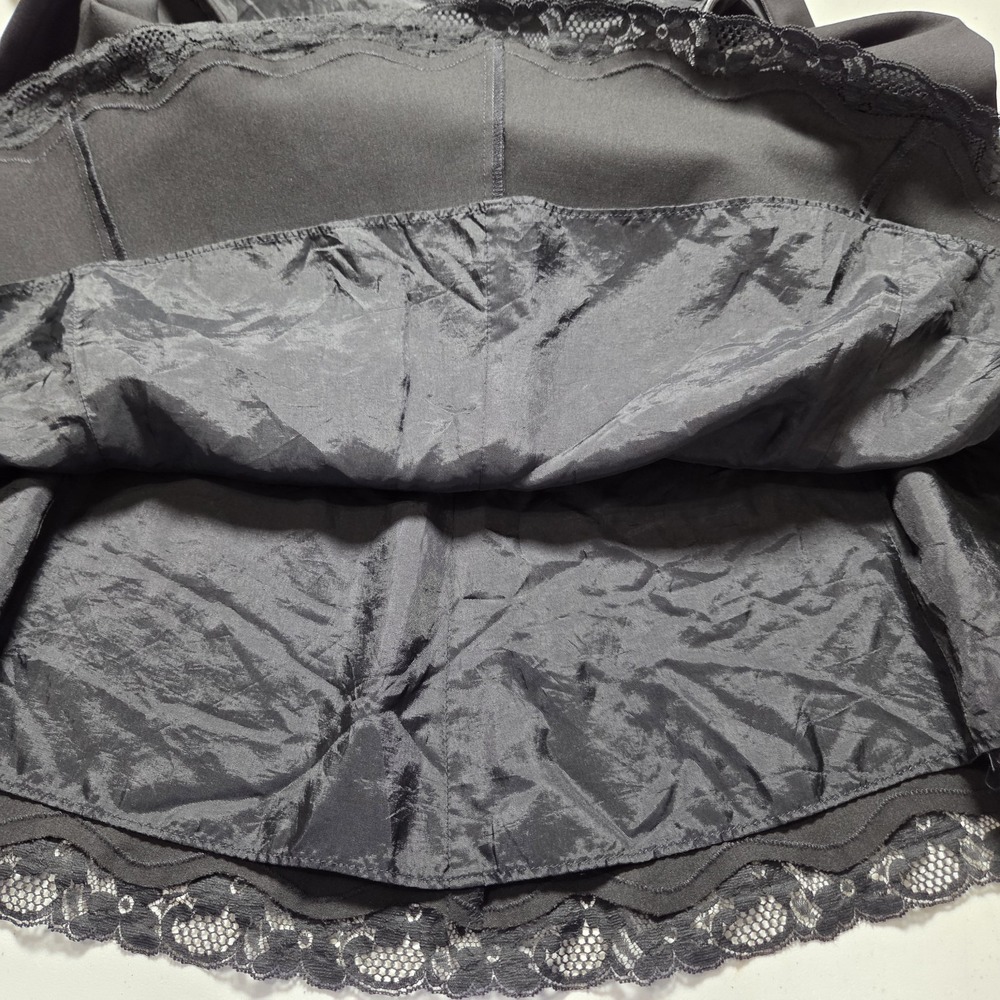 Vtg 90s Limited SZ 4 Black Midi A-Line Skirt Y2K Lace Hem Lined Office Siren - Picture 9 of 11